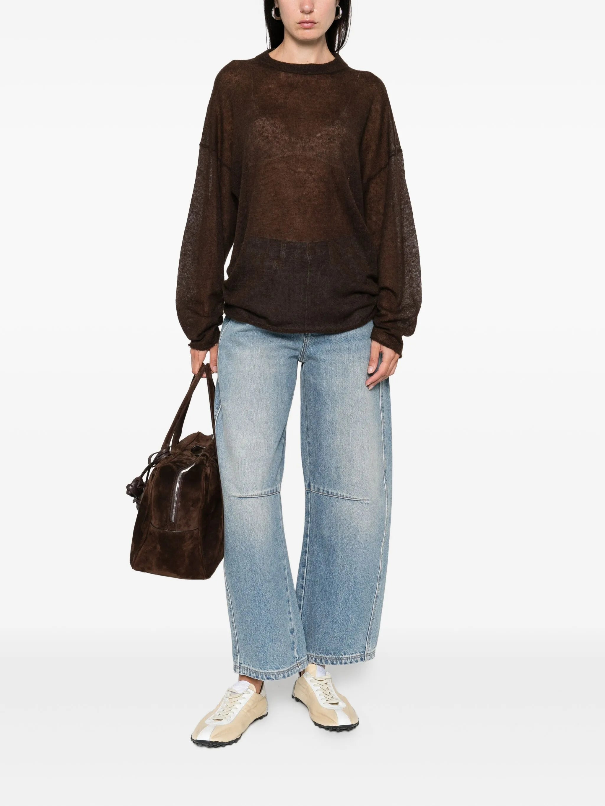 Haikure Frayed-hemline Round-neck Sweater - 4