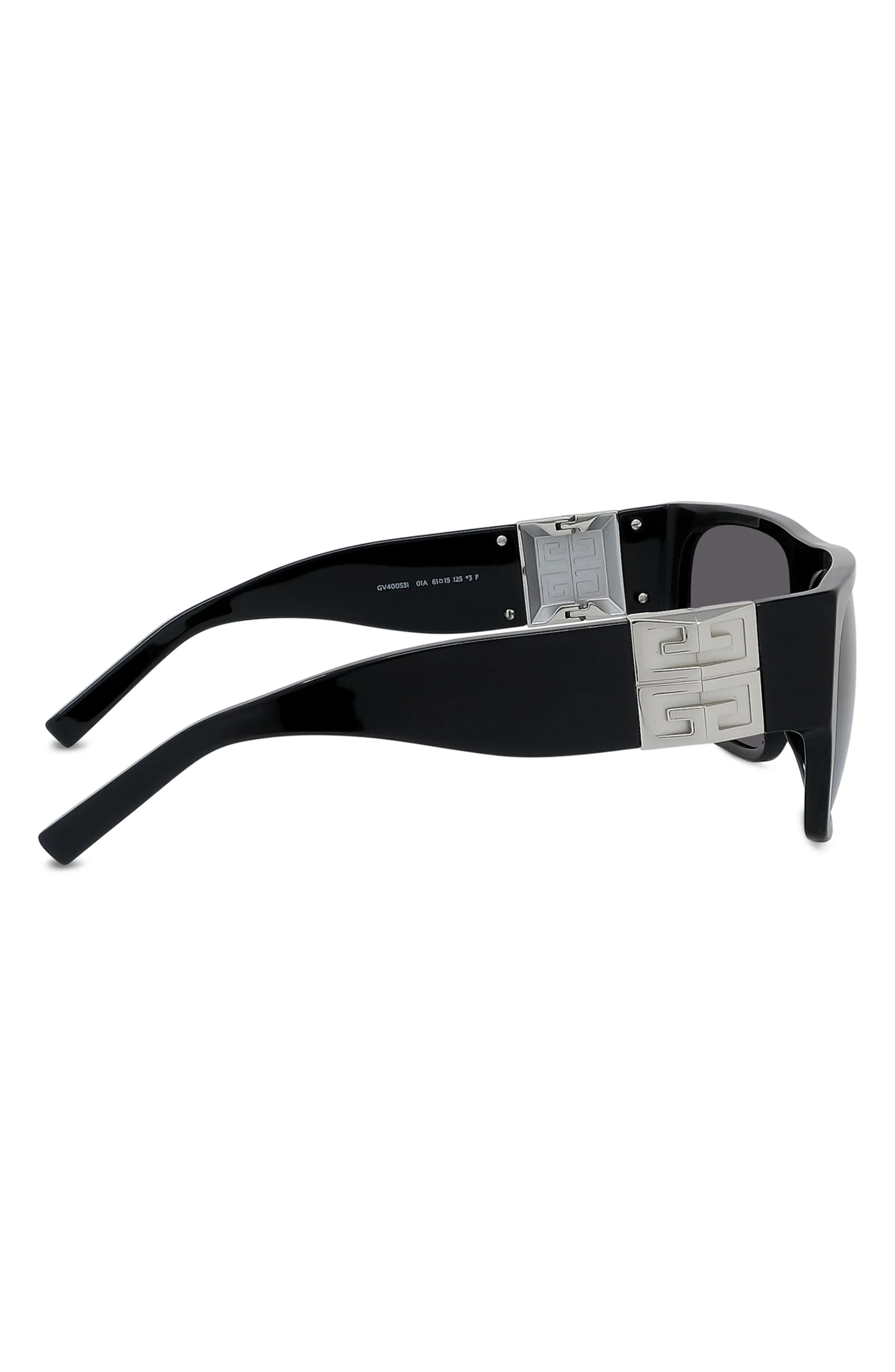 4G Rectangular Sunglasses in Shiny Black /Smoke - 8