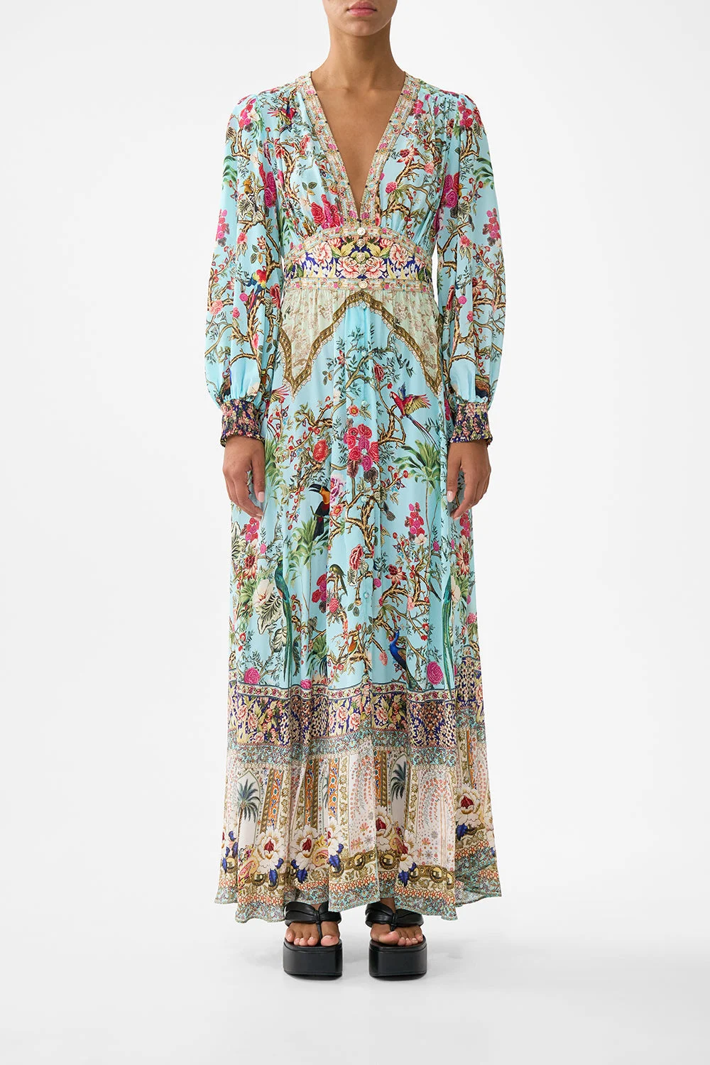 BUTTON DRESS WITH SHAPED WAISTBAND - 1