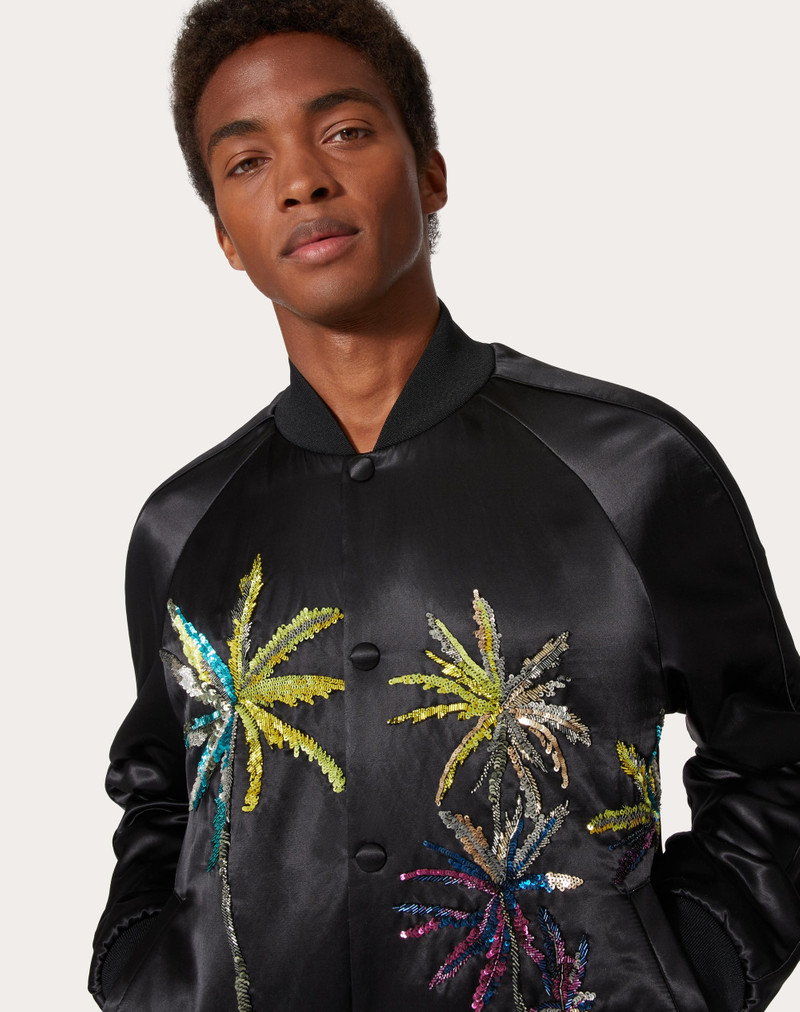 VISCOSE BOMBER JACKET WITH SEQUIN EMBROIDERED PALM 5