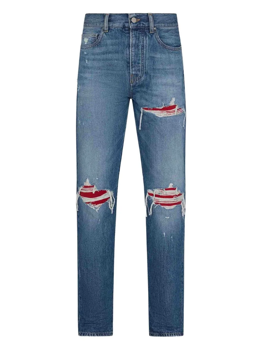 distressed ripped-knees denim jeans - 1