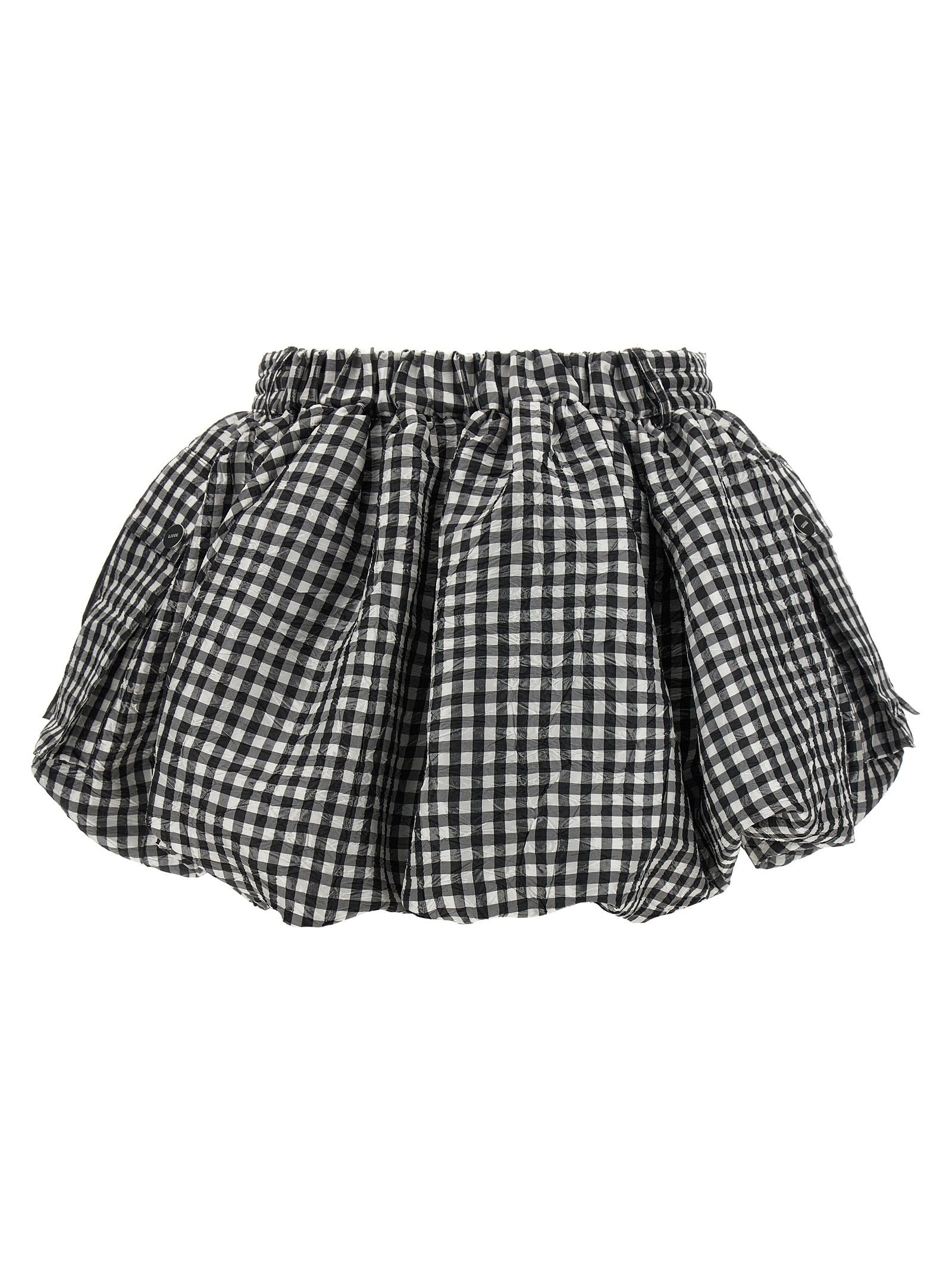 Ganni Women 'Crinkled Check Mini Bubble' Skirt - 2