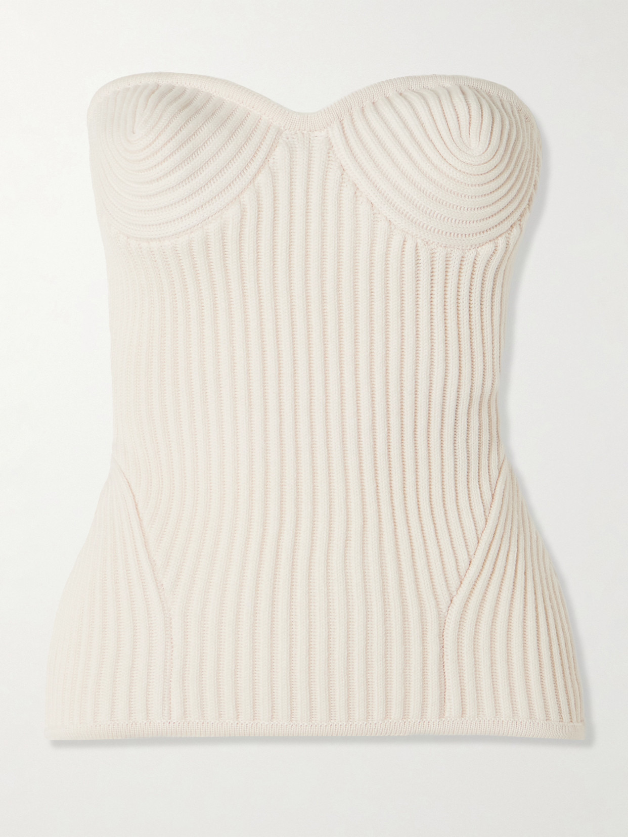 Paneled Ribbed Wool-blend Bustier Top - 1