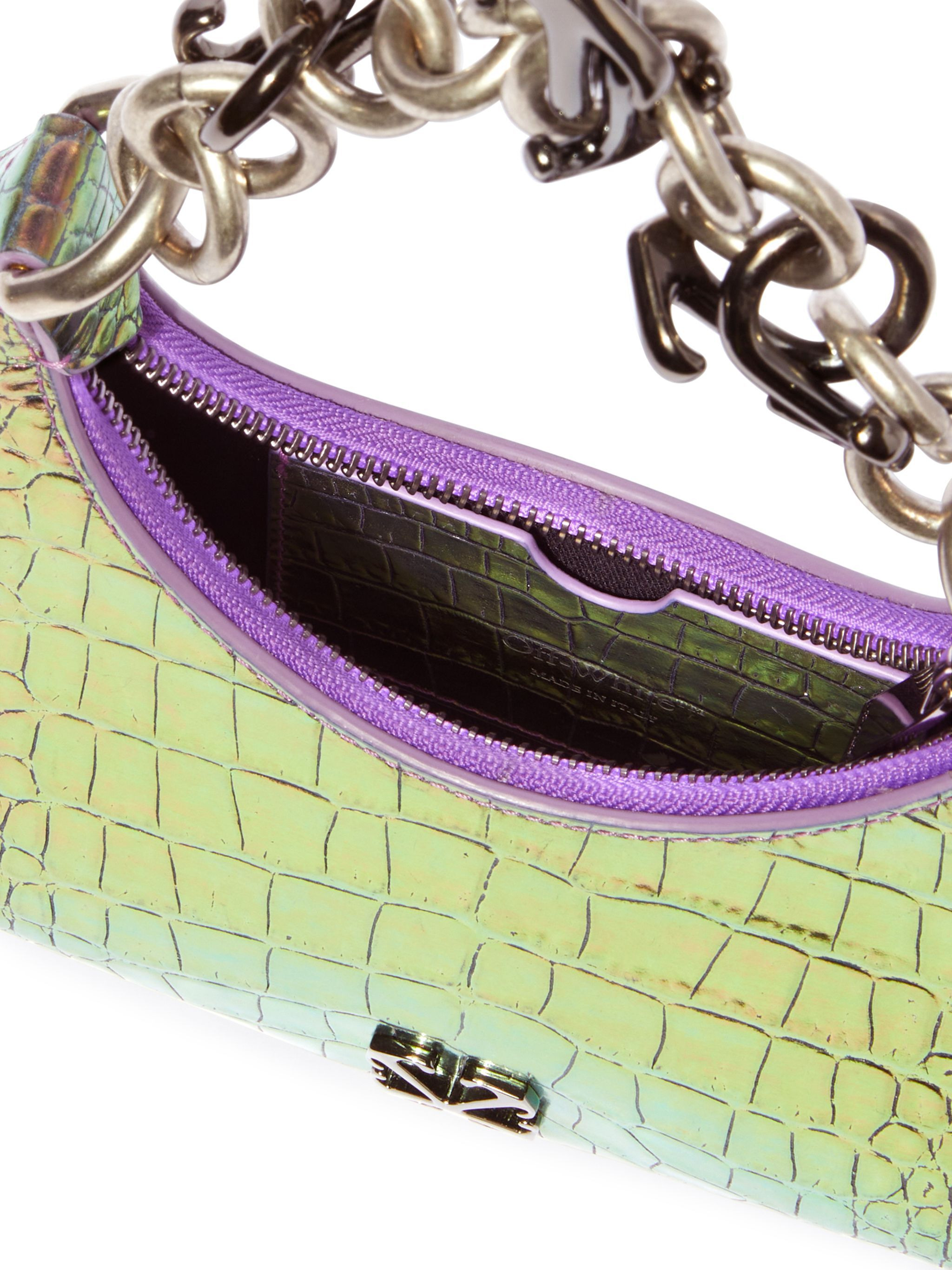 Holographic Crocodile Hemisphere Shoulder Bag - 6