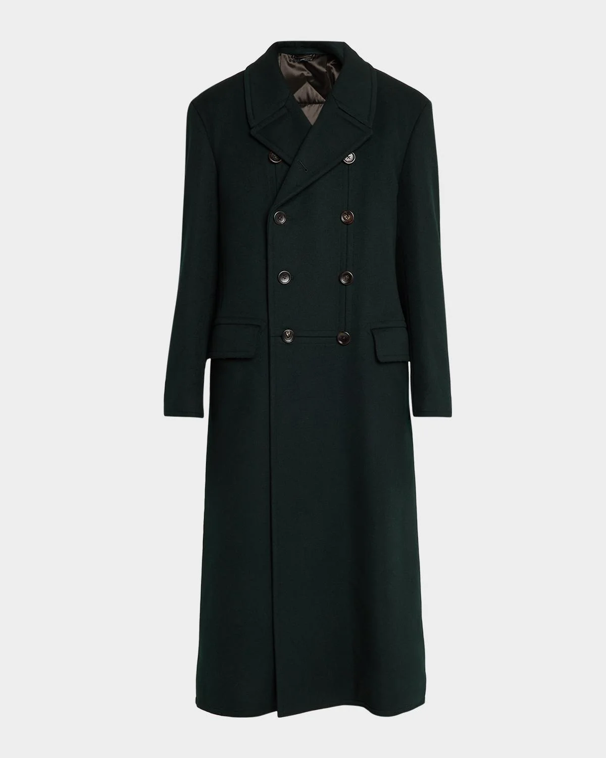 Men's Wool and Cashmere Melton Double-Breasted Officer Coat - 1