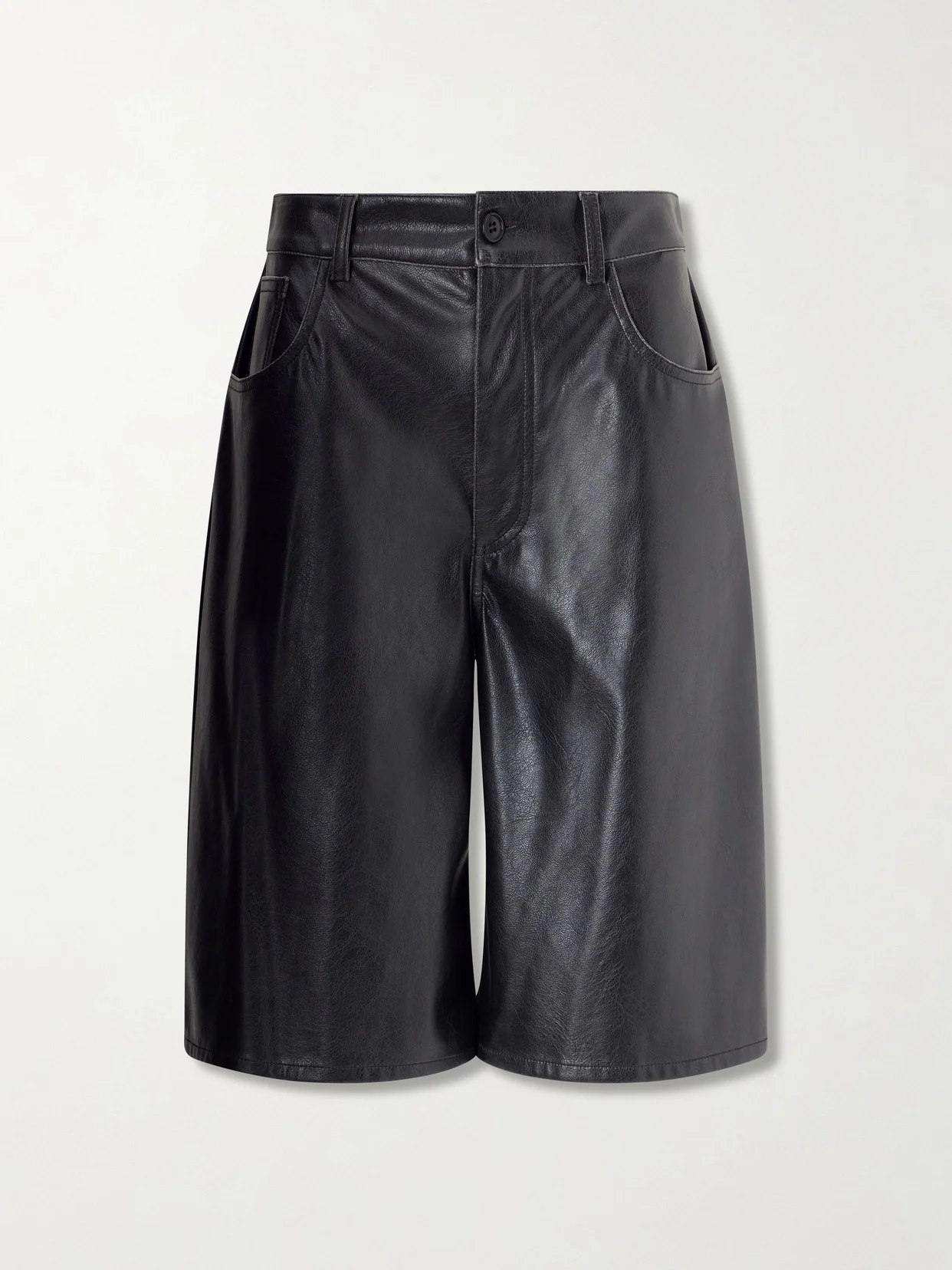 Leather-effect Knee-length Shorts - 1