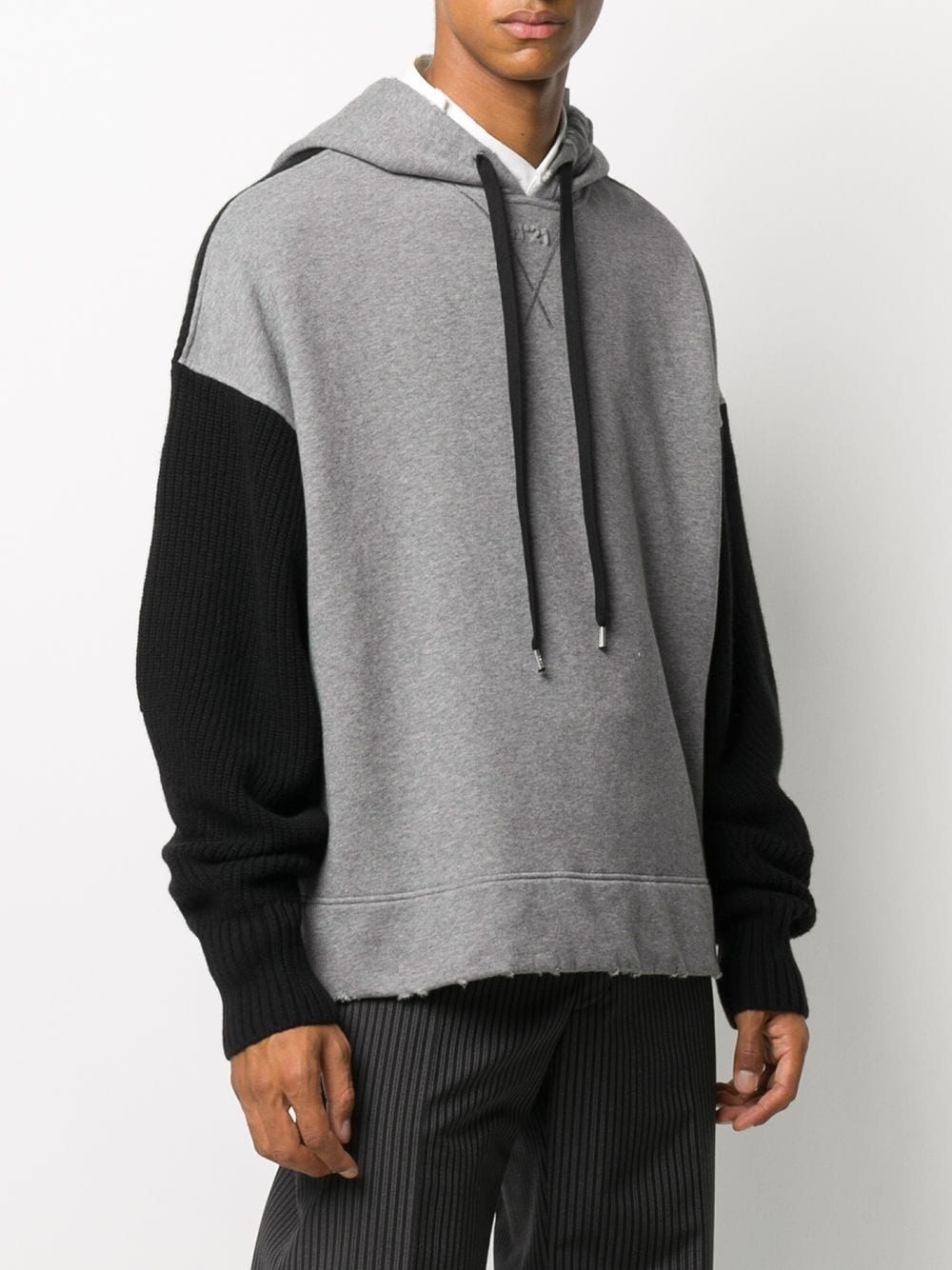 two-tone drawstring hoodie - 3