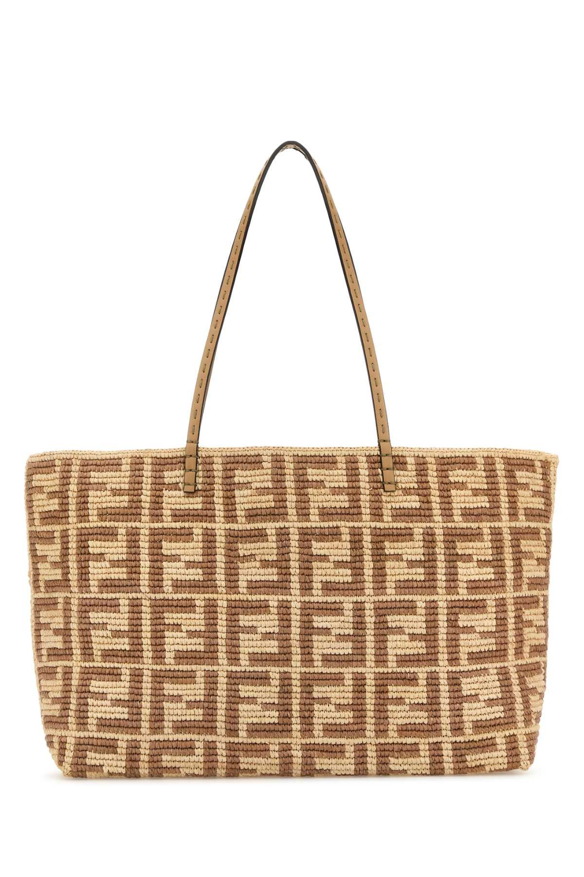 Fendi Women Embroidered Straw Large Roll Shopping Bag - 1