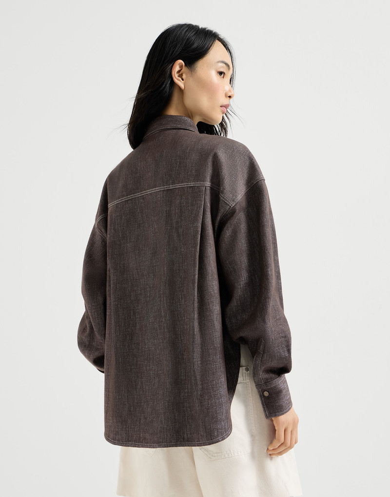 Sparkling no-fade denim shirt with shiny flap detail 3
