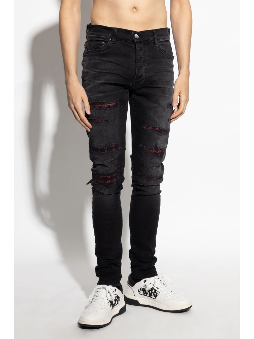 distressed bandana-detail jeans - 3