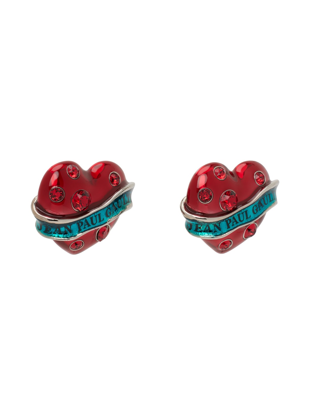 Red & Blue Big Heart Earrings - 2