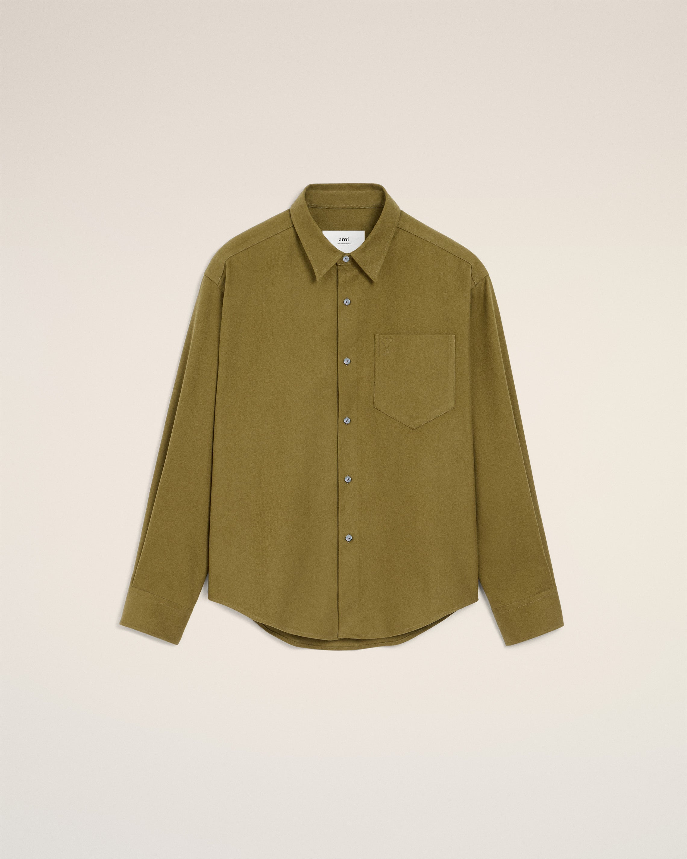 GREEN COTTON EMBOSSED AMI DE COEUR BOXY SHIRT - 7
