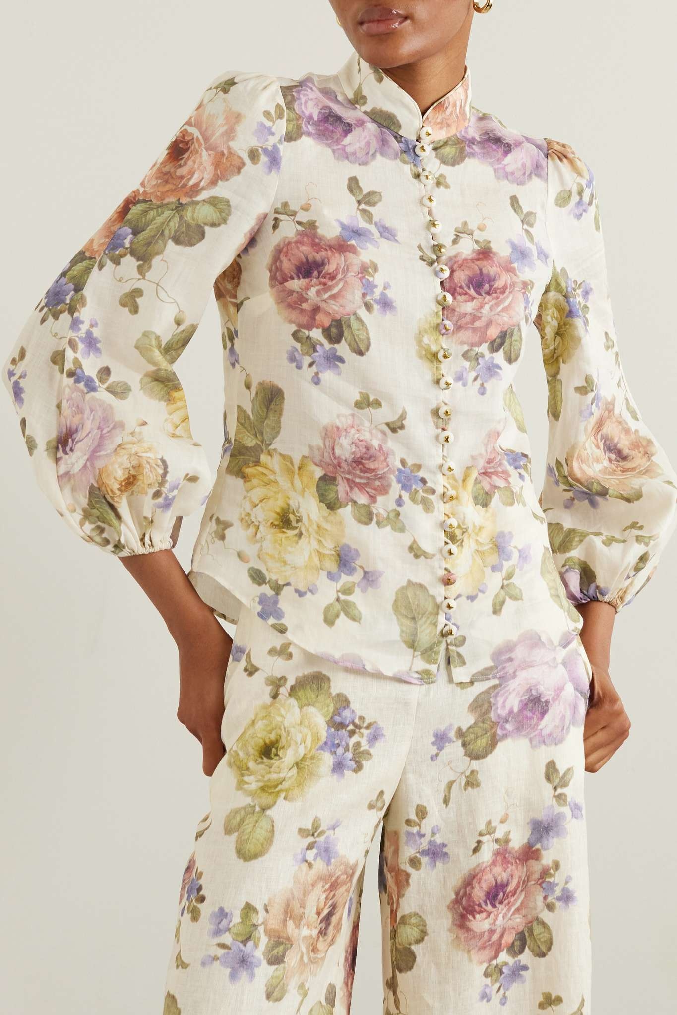 Embellished floral-print ramie-voile blouse - 3