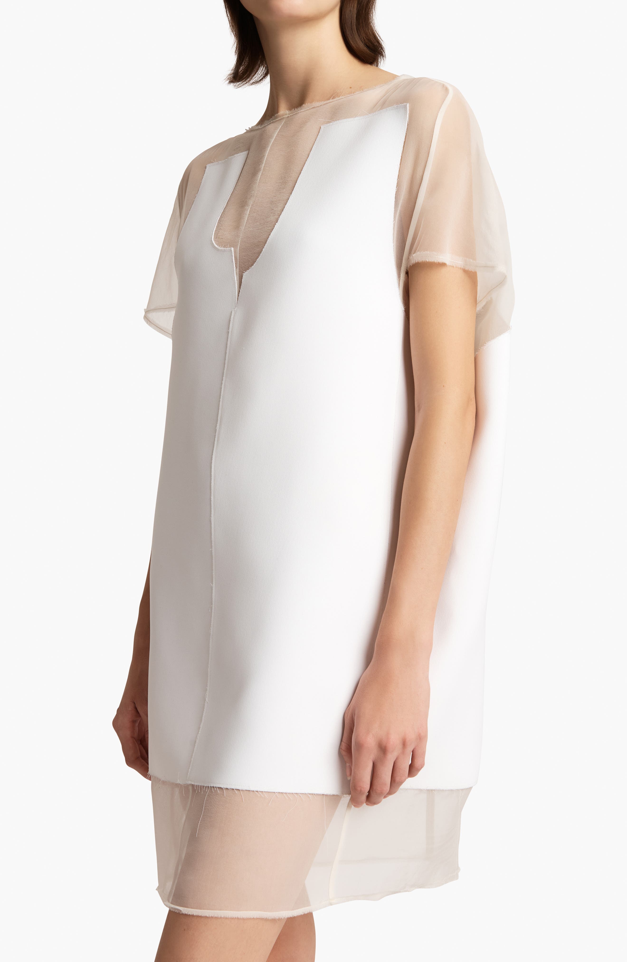 Khaite Winona Double Face Crepe & Organza Minidress in Chalk at Nordstrom - 3