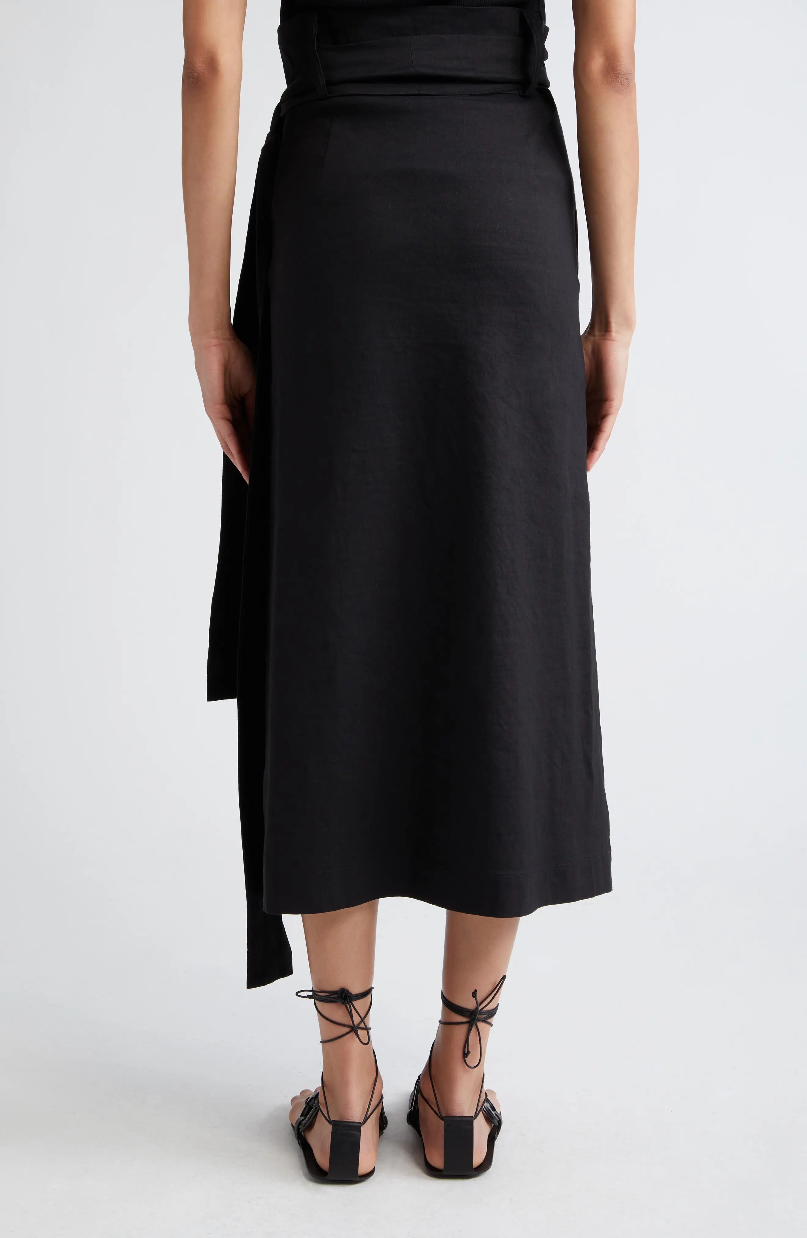 Linen Blend Wrap Skirt - 3