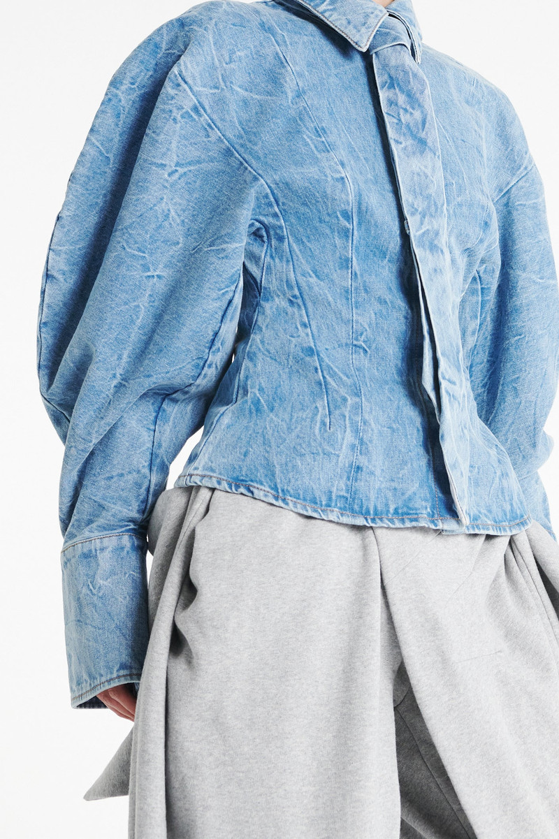 PUFF SLEEVE SHIRT INDIGO ACID WASH 10