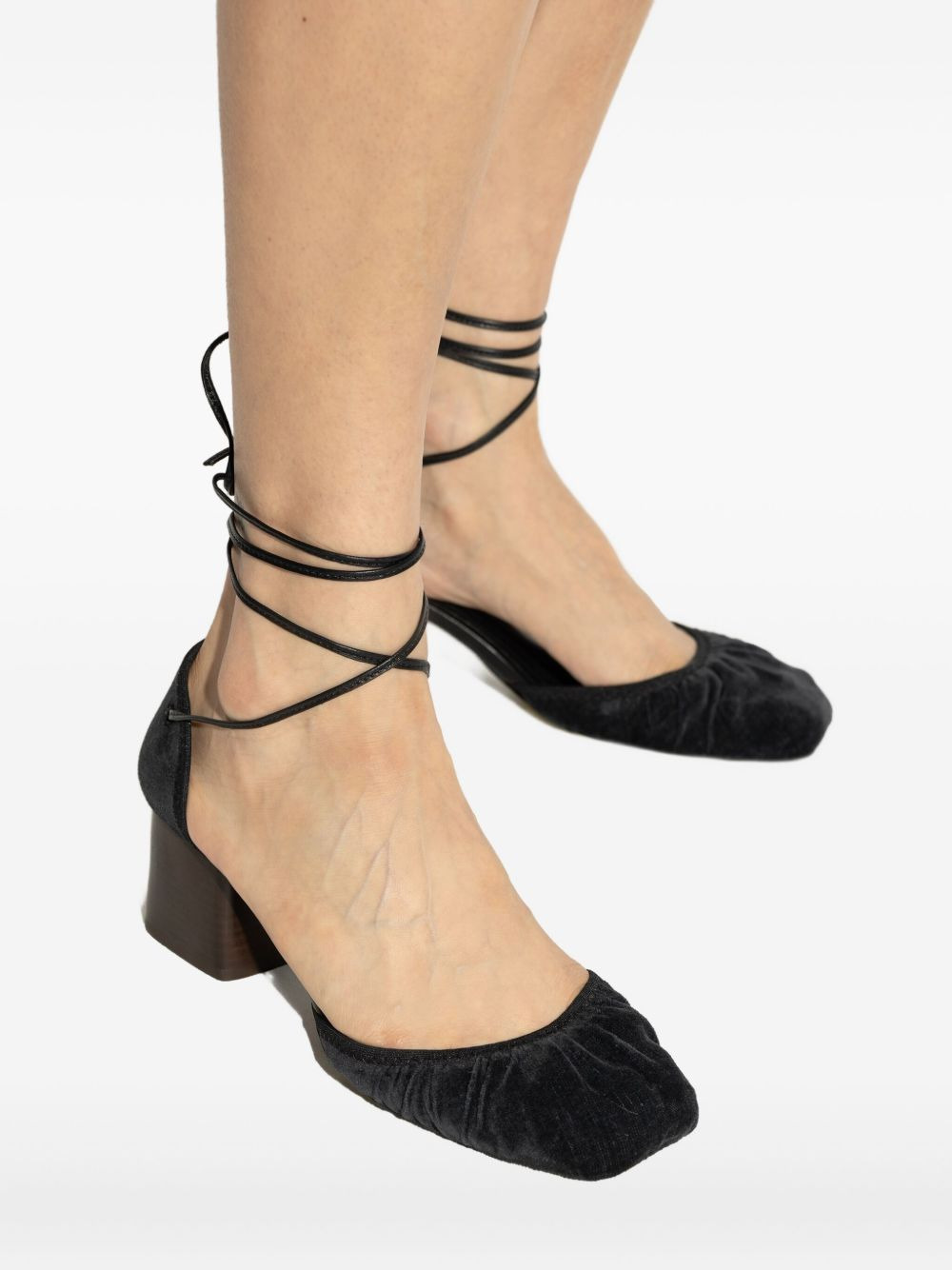 60mm lace-up gathered pumps - 5
