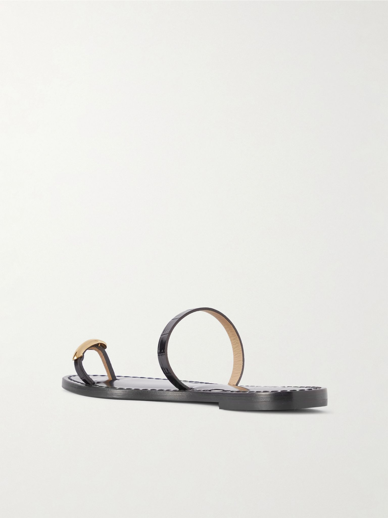 The Kibera embellished croc-effect leather sandals Black - 3