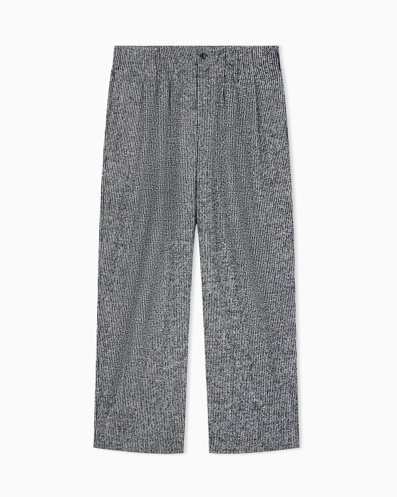 PATTERNED WOOL BLEND TROUSERS WITH PLEATS AND SIDE POCKETS - 1