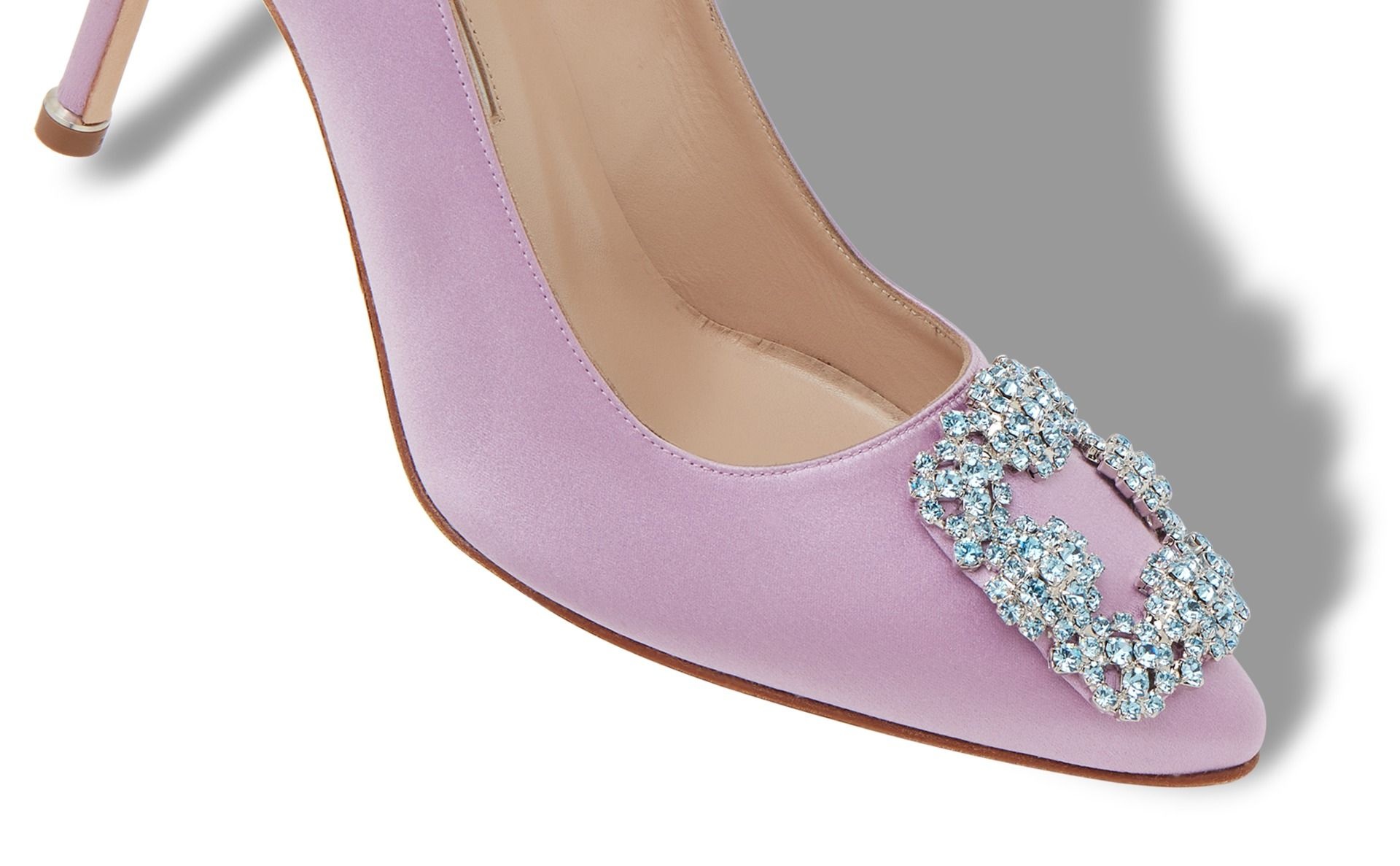 Light Purple Satin Jewel Buckle Pumps - 4