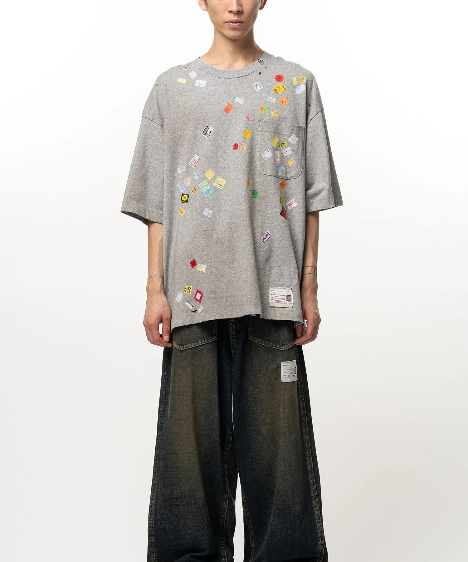 Price Tag Sticker Printed T-shirt - 1
