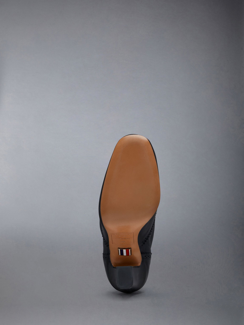 Calf Leather 105mm Block Heel Brogued Knee High Boot 5