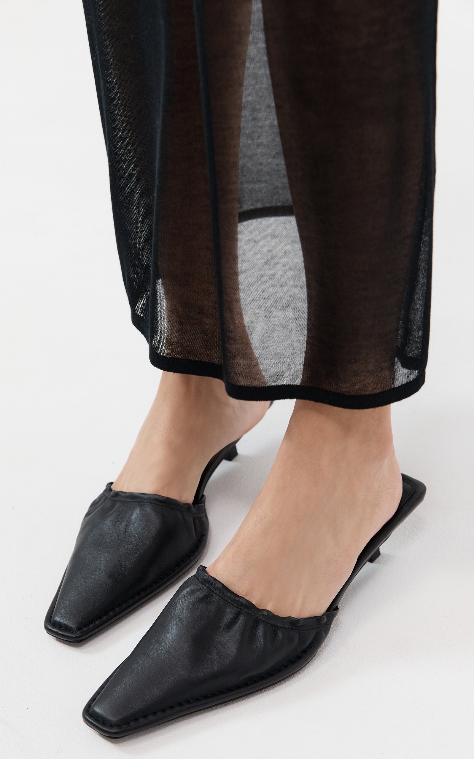 black leather kitten heels