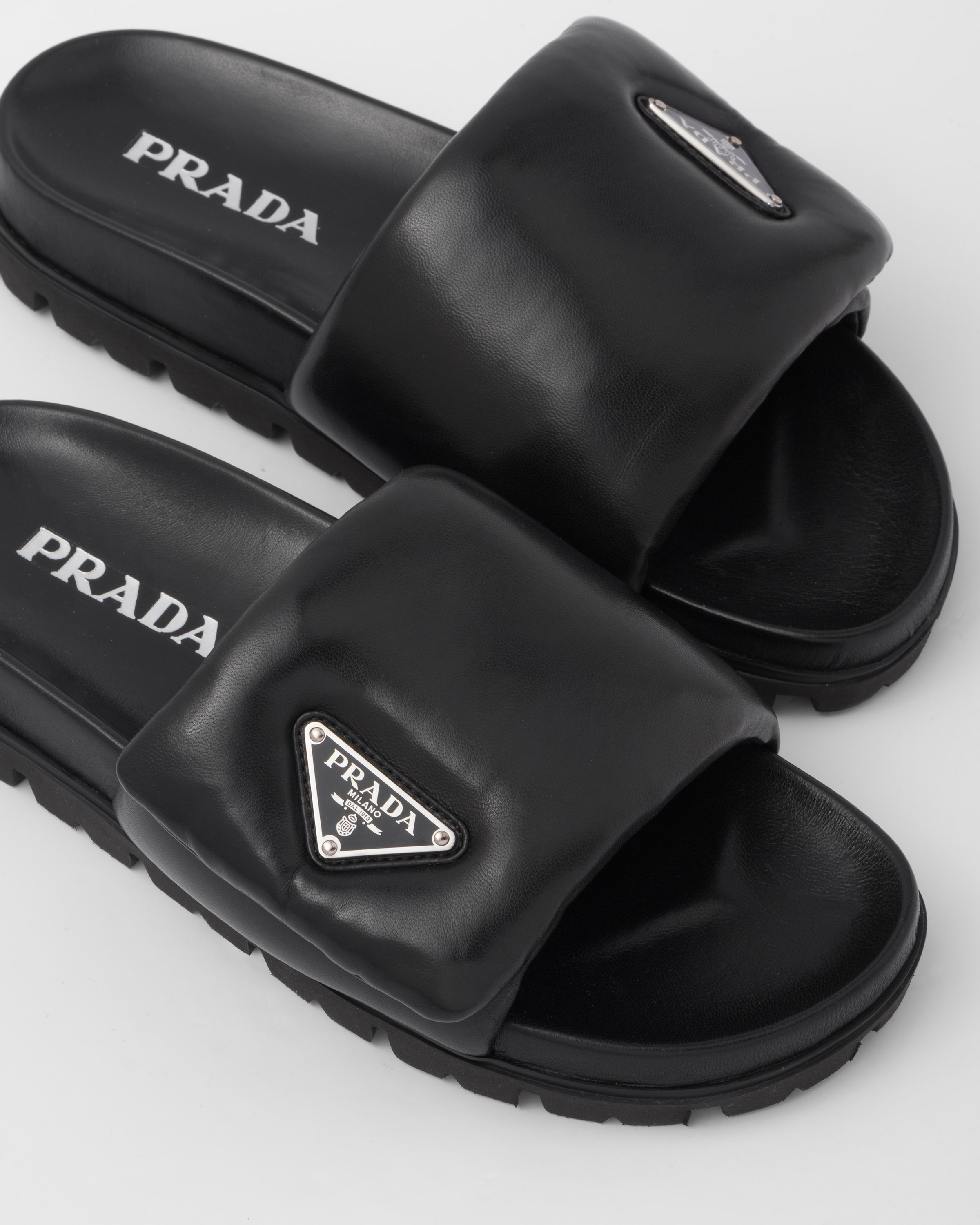 Soft padded nappa leather slides - 6