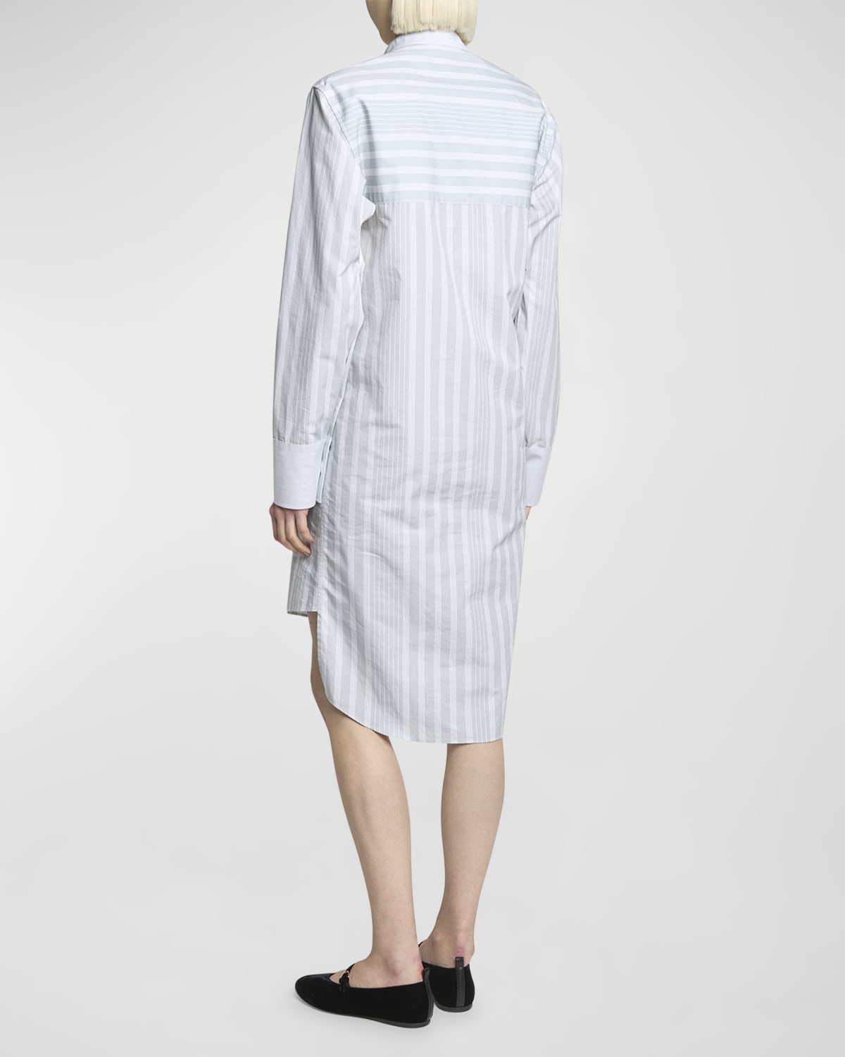 Stripe Belted Tuxedo Shirt Dress - 4