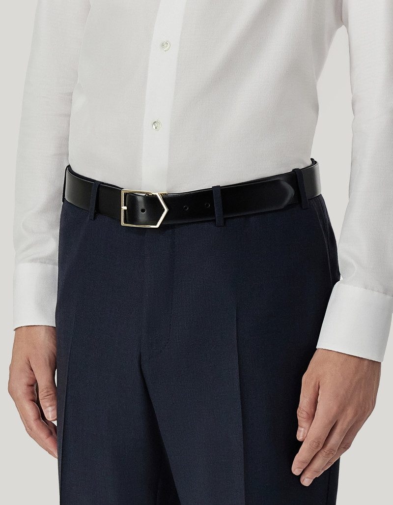 Canali REVERSIBLE BELT IN SMOOTH BLACK CALFSKIN outlook