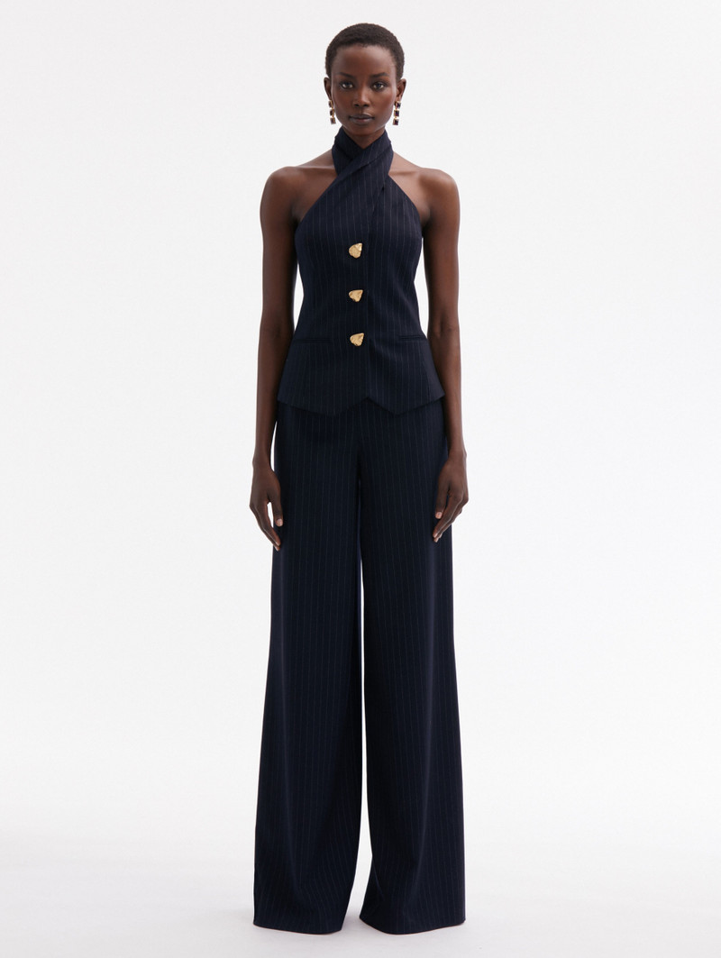 Oscar de la Renta PINSTRIPED HALTER BLOUSE outlook