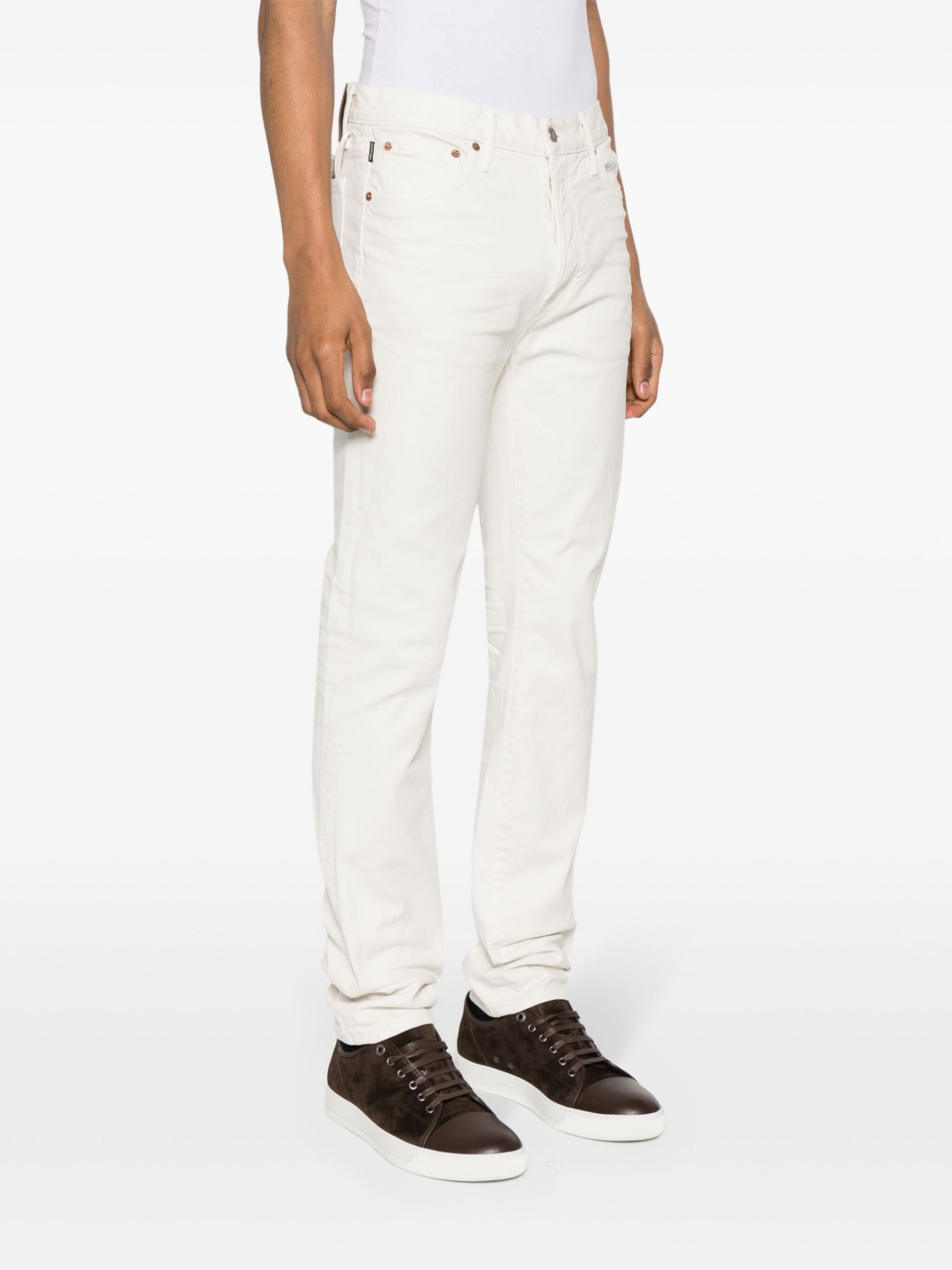 White Whiskering-Effect Jeans - 3
