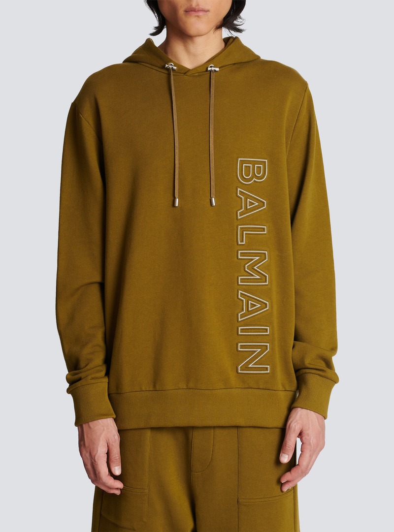 Hoodie in eco-responsible cotton with reflective Balmain logo 6