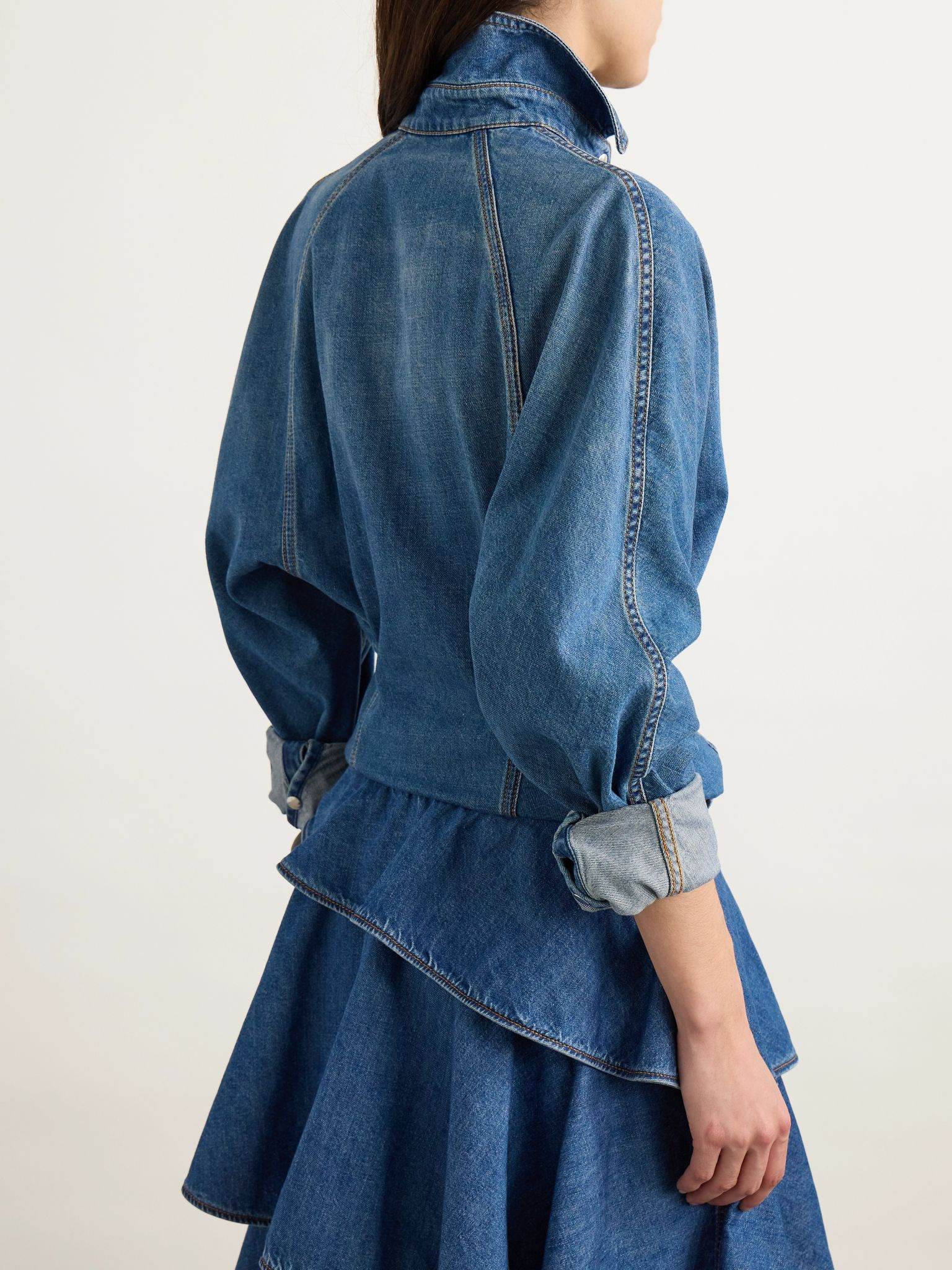Gathered denim shirt Blue - 3