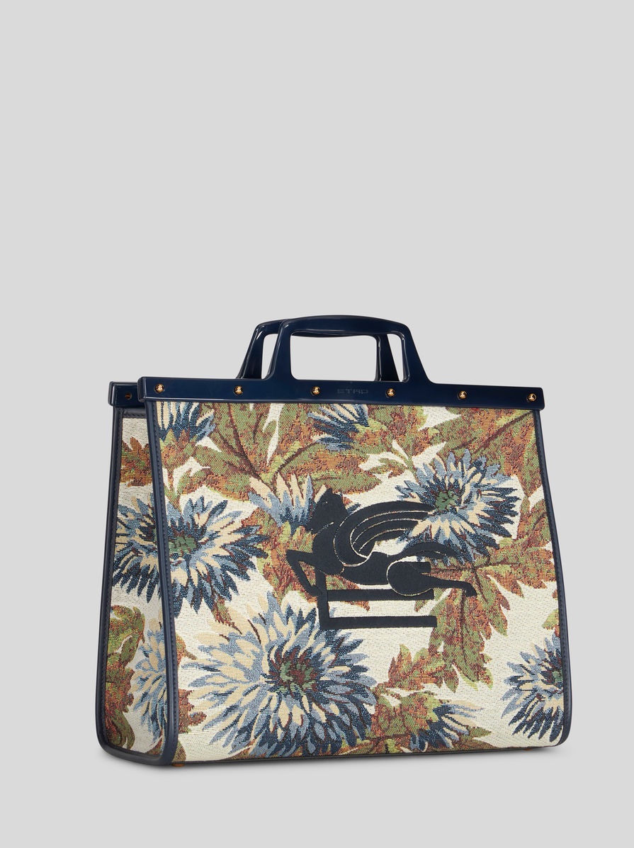 Love Trotter Medium Jacquard Tote Bag in Blue - Etro