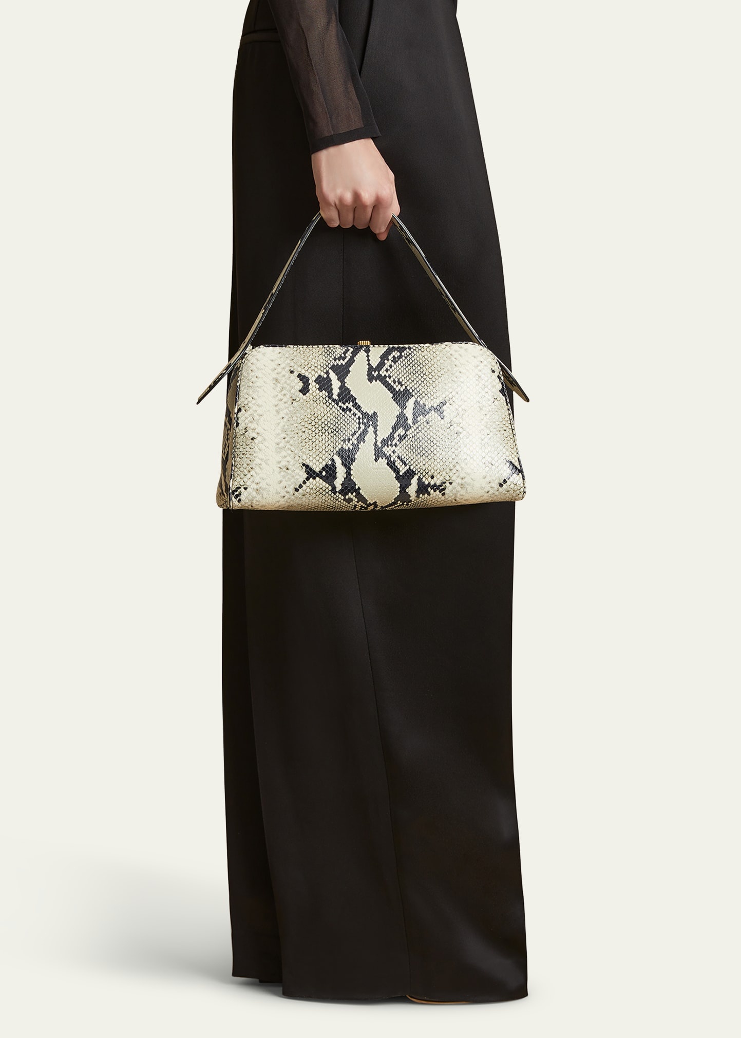 Cate Python-Embossed Leather Top-Handle Bag - 2