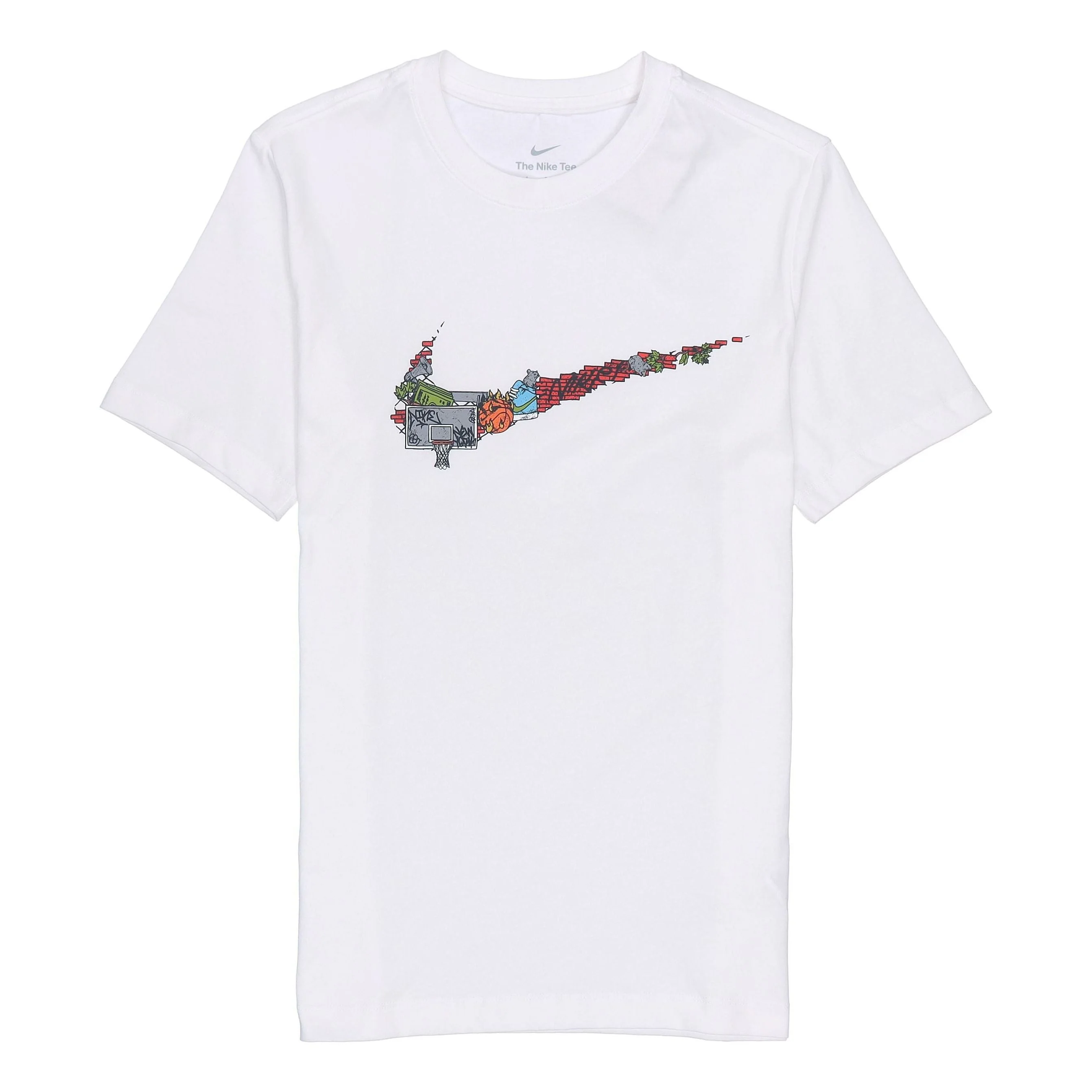 Nike Cartoon Pattern Large Logo Printing Round Neck Casual Short Sleeve White DR1288-100 - 1