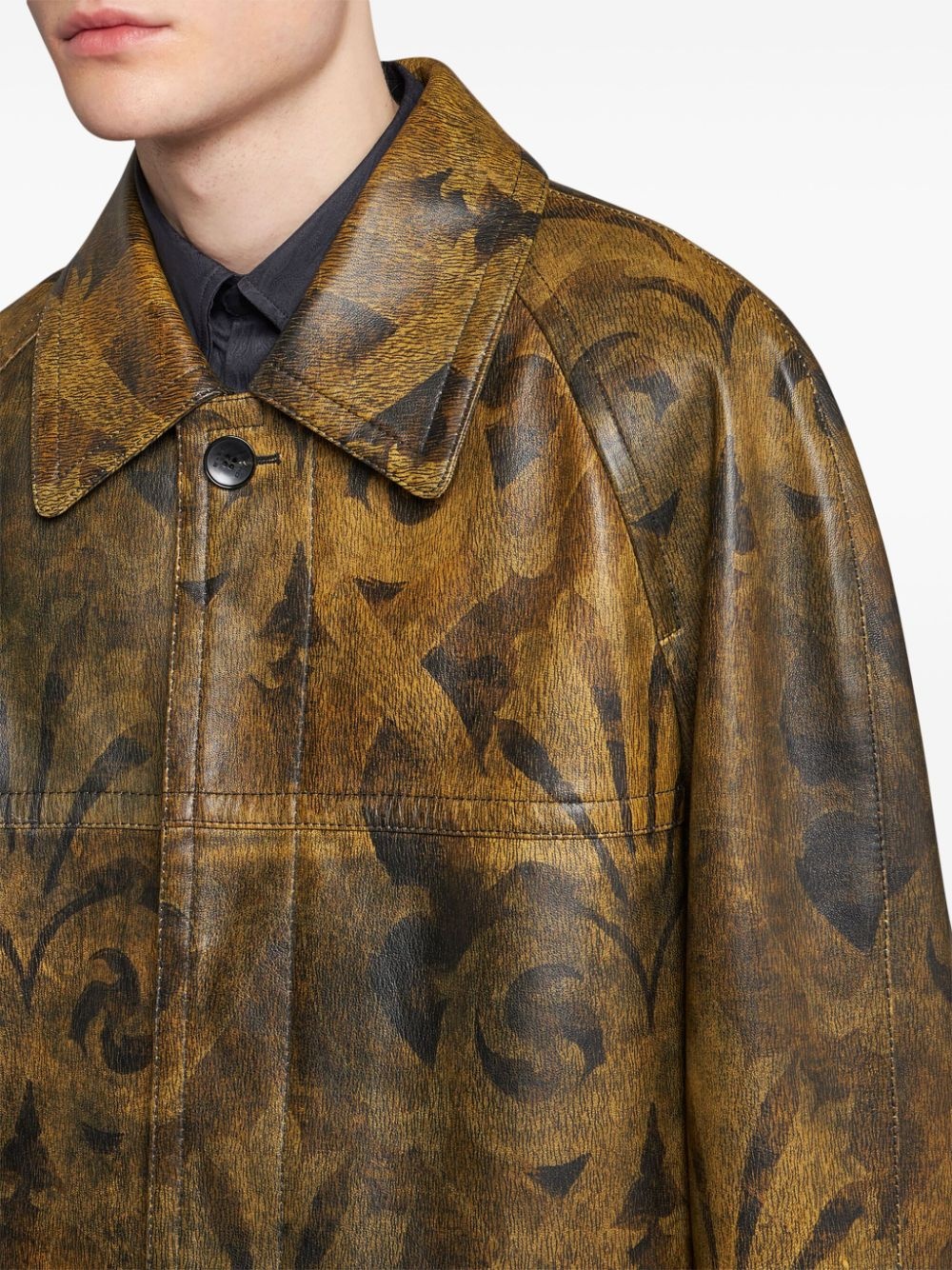 printed leather jacket - 4
