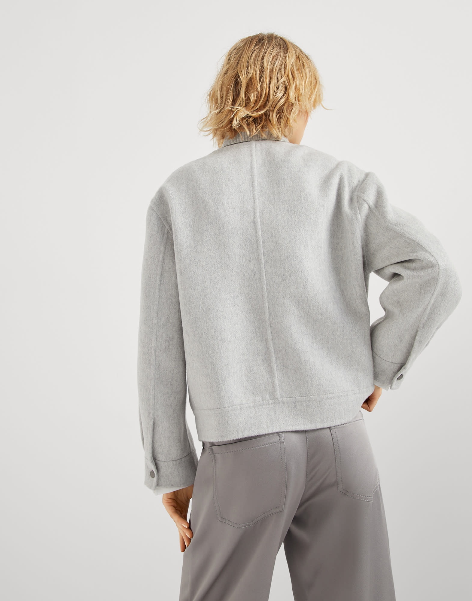 Hand-finished bomber jacket in cashmere beaver double cloth with monili - 2