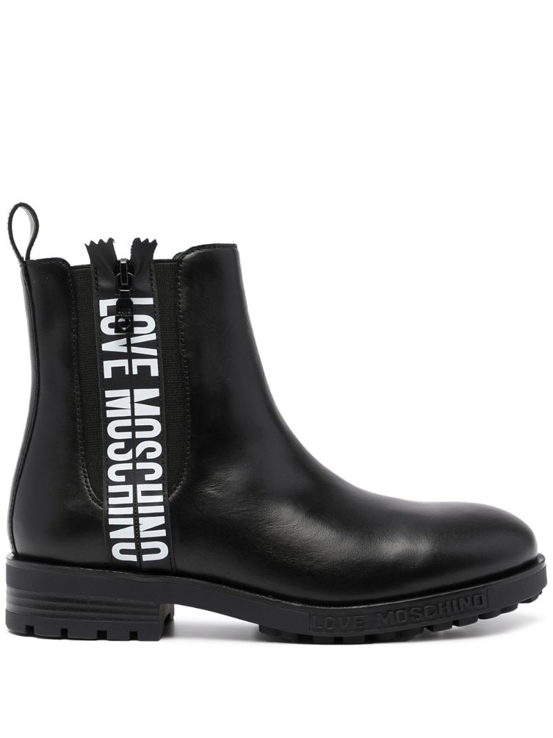 logo-print leather ankle boots - 1