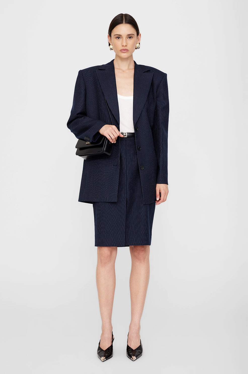 Kora Skirt - Navy Pinstripe - 5