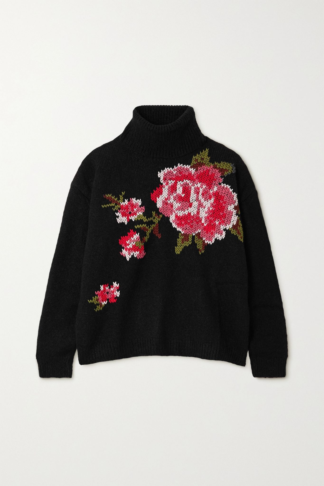 Embroidered knitted turtleneck sweater - 1