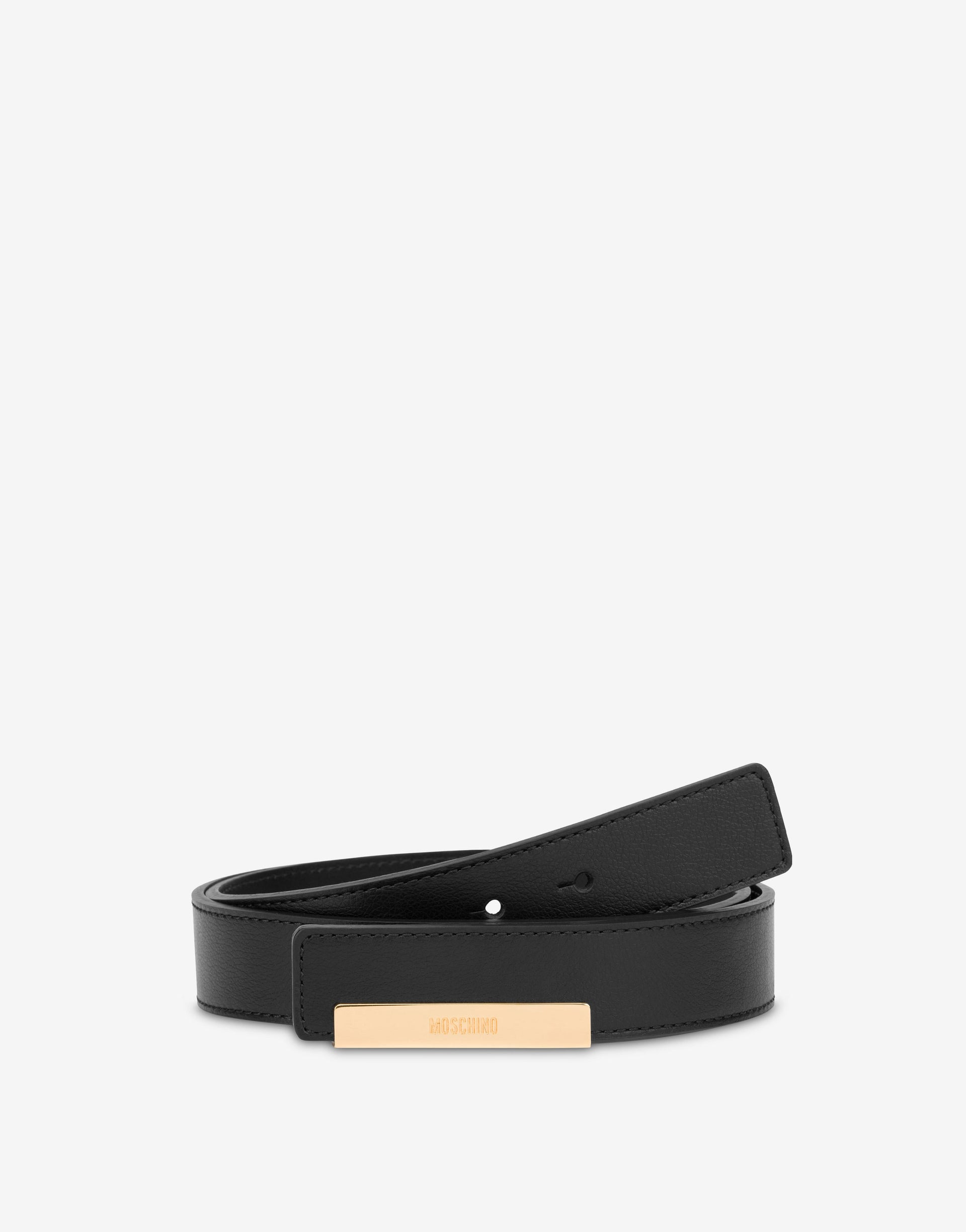 METAL PLAQUE CALFSKIN BELT - 2