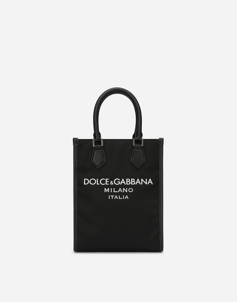 Small nylon bag with rubberized logo 1