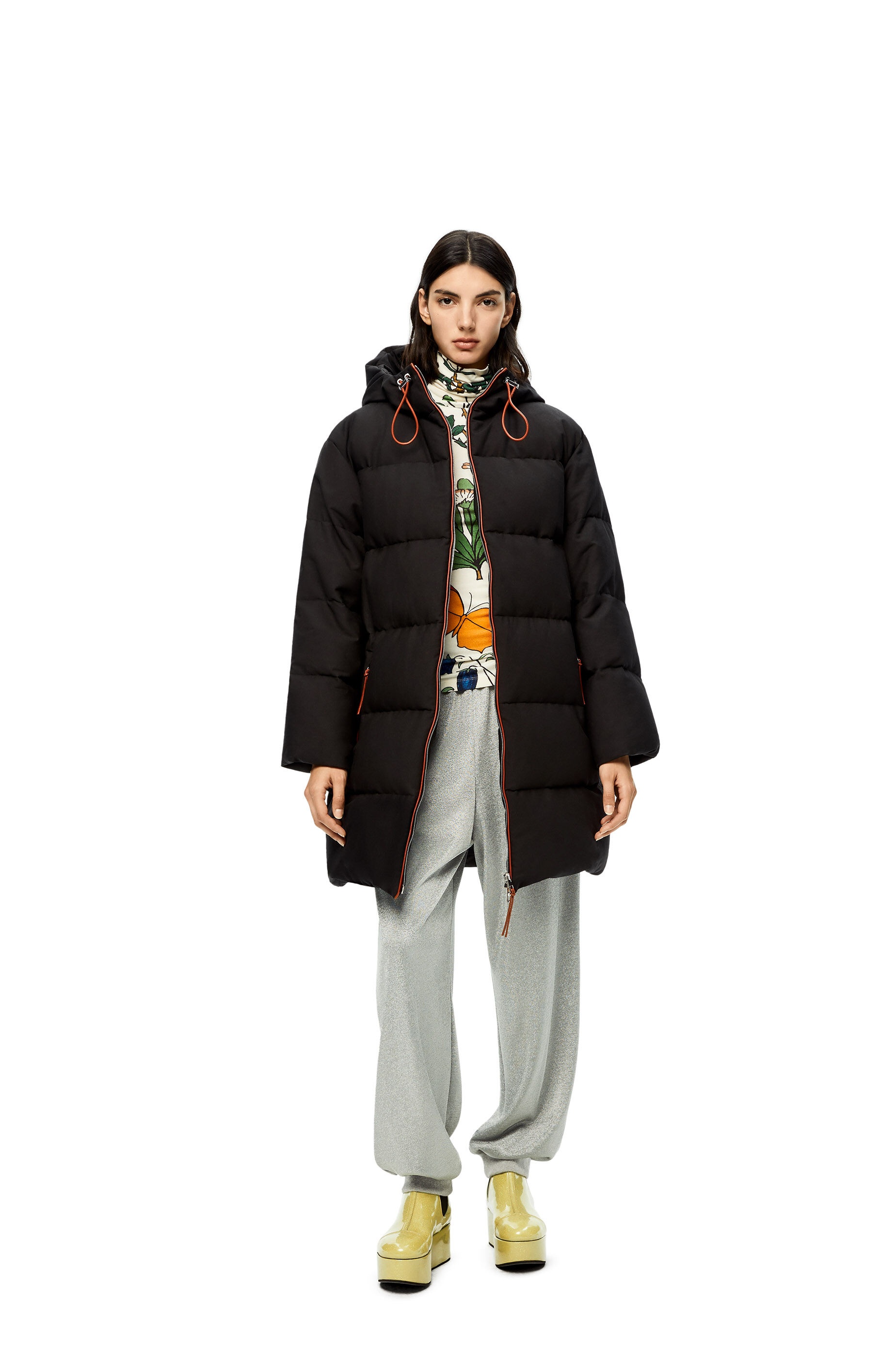 Long hooded puffer in cotton - 2