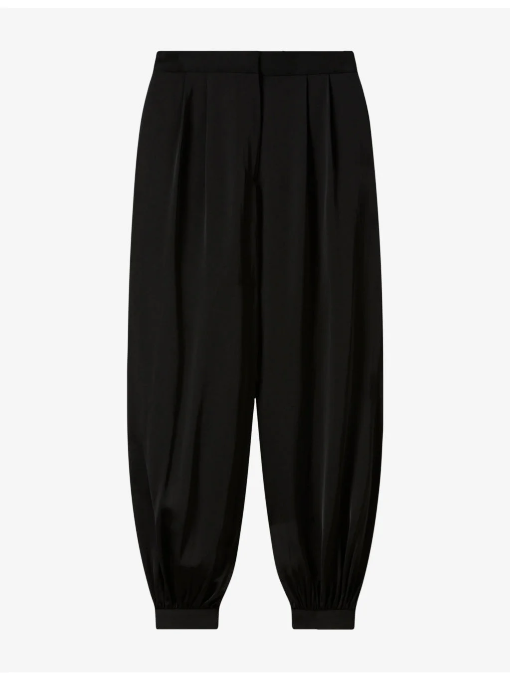 Balloon-Leg High-Rise Satin Trousers - 1