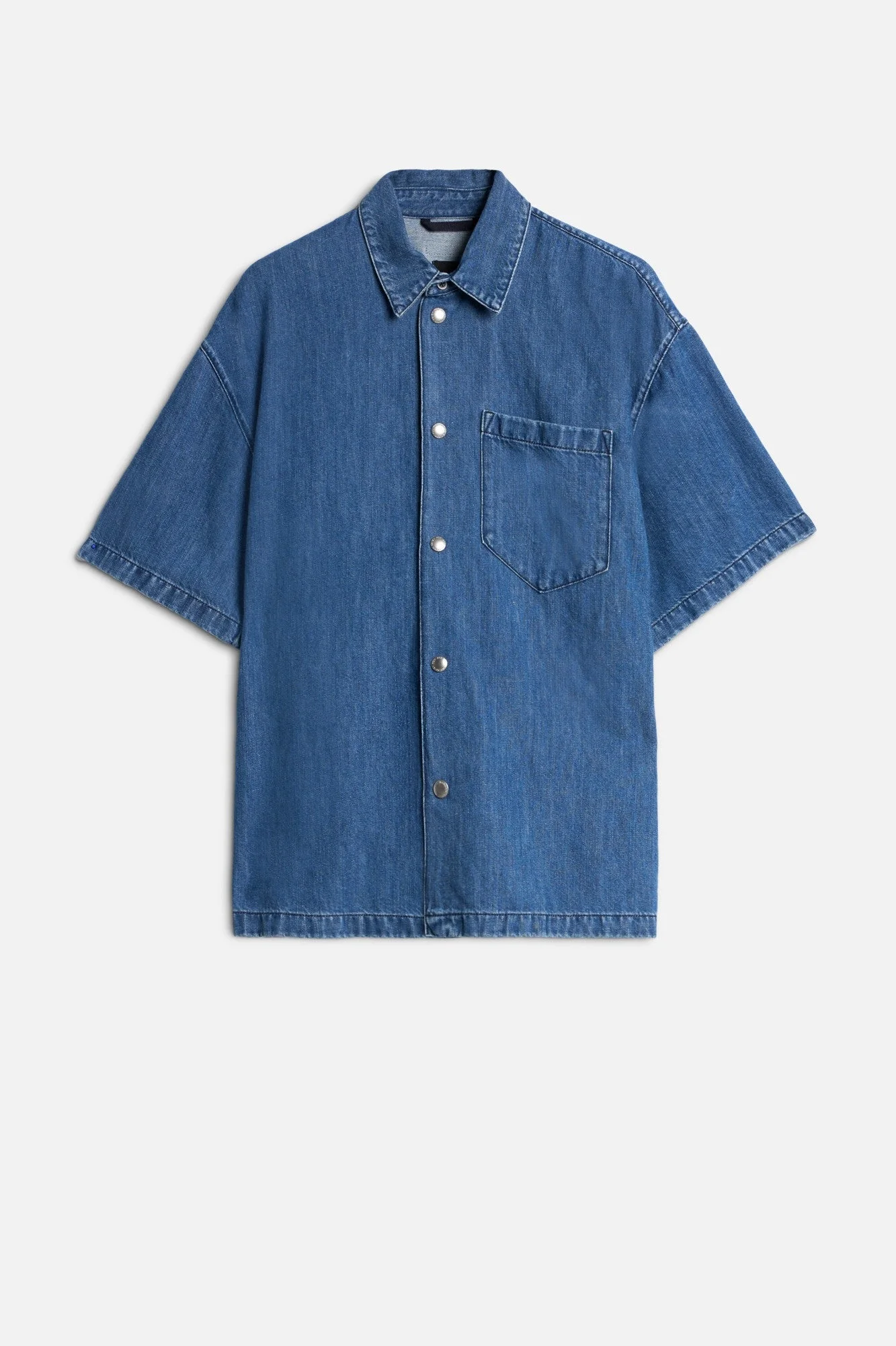 SHORT SLEEVE DENIM OVERSHIRT in Indigo Linen Cloudbreak - 1