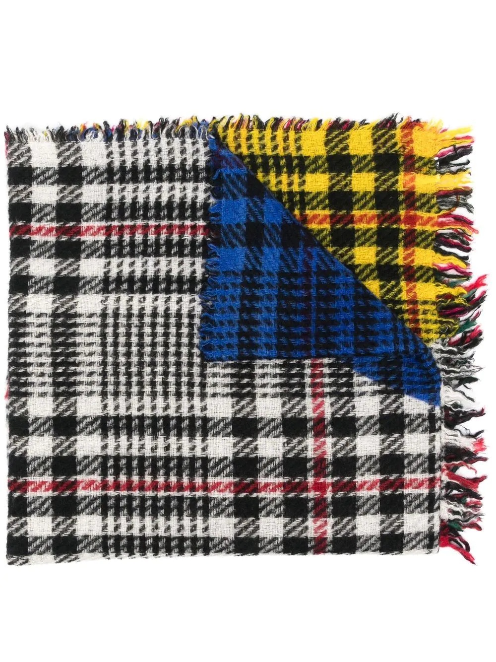 colourblock plaid fringed scarf - 1