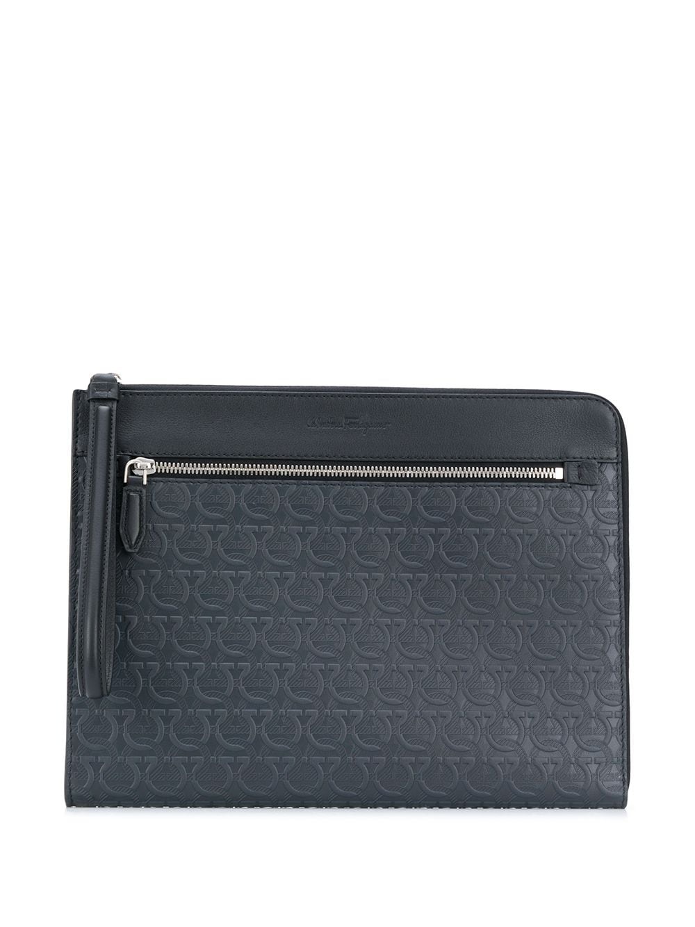 Gancini-embossed clutch bag - 1