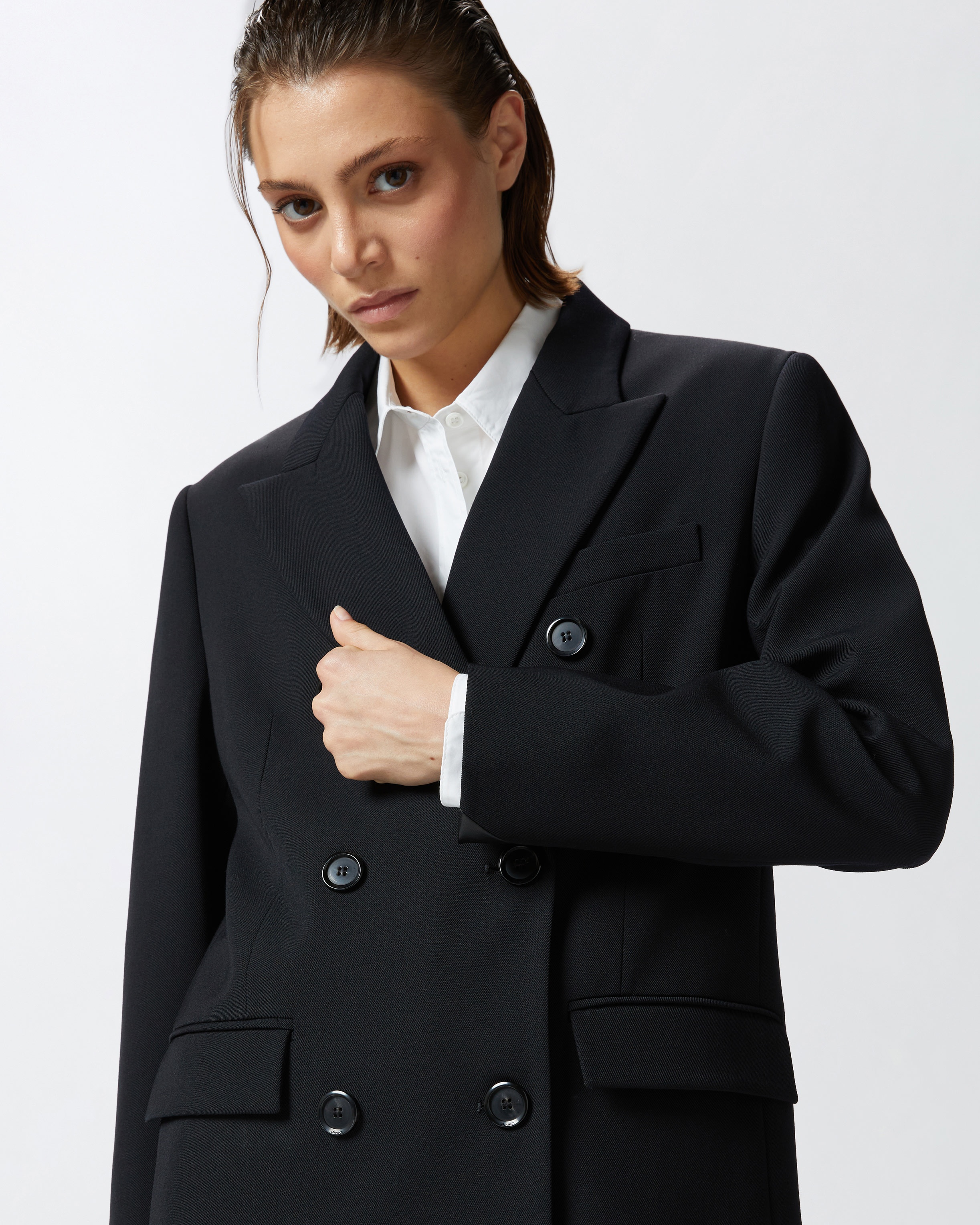 OVERSIZED DOUBLE-BREASTED WOOL-BLEND TWILL BLAZER - 5